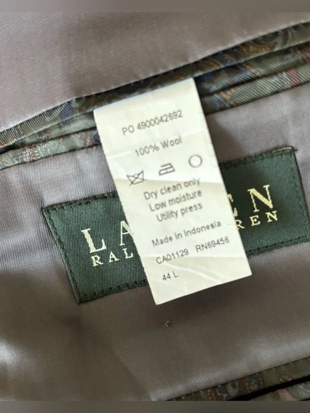 Lauren Ralph Lauren Charcoal Gray Sport Coat with Brown Elbow Patches